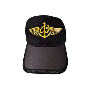 Breitling Swiss Watch Black/Gold Embroidered Logo Baseball Hat Cap Adjustable